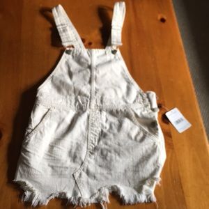 Free people worn white overall dress skirt size 2